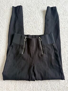High-Waist Black Legging Pant with Front Zippers